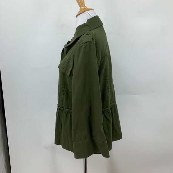 LOFT Ann Taylor Herringbone Jacket Womens M Medium Peplum Wide Sleeves Utility - Picture 4 of 12